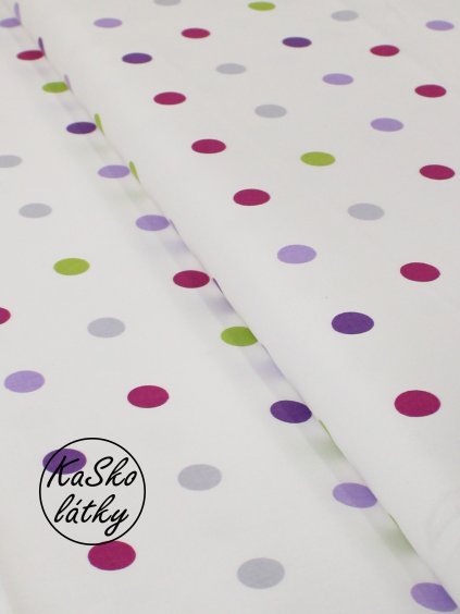 Bavlněná látka velké barevné puntíky