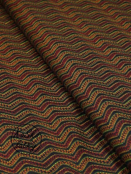 Bavlněná látka červený a oranžový cikcak