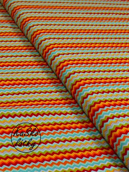 Bavlněná látka pestrobarevný cikcak