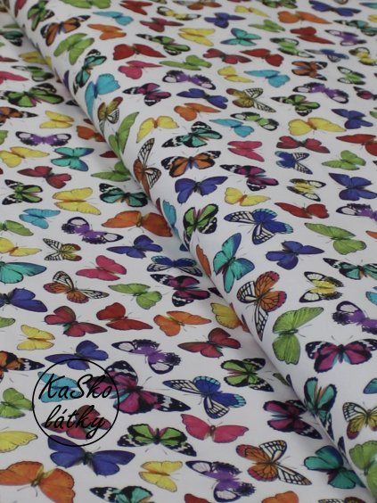 Bavlněná látka pestrobarevní motýli