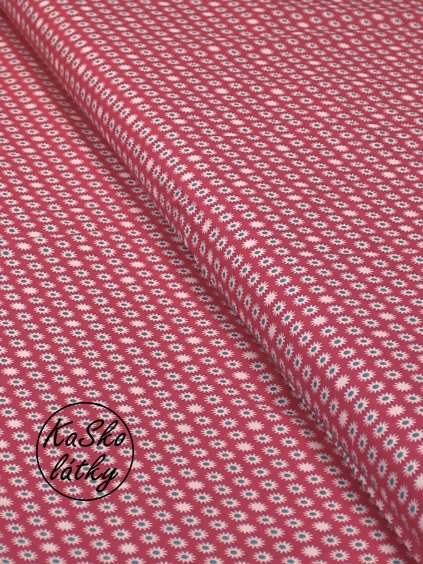 Bavlněná látka bílí kytičky na růžové