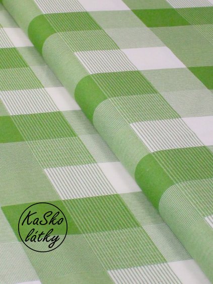 Bavlněná látka zelené káro