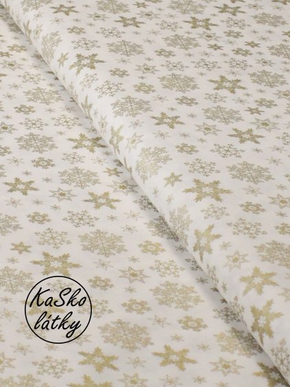 Bavlněná látka zlaté vločky