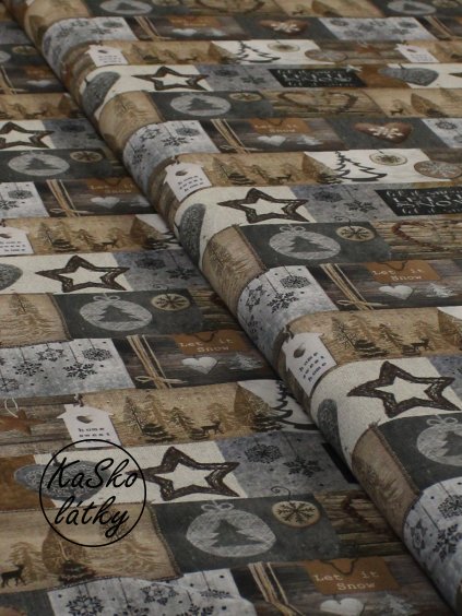 Bavlněná látka vánoční patchwork
