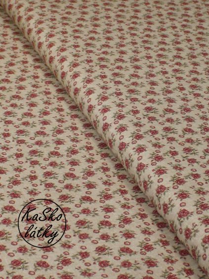 Bavlněná látka růžička na béžové LP