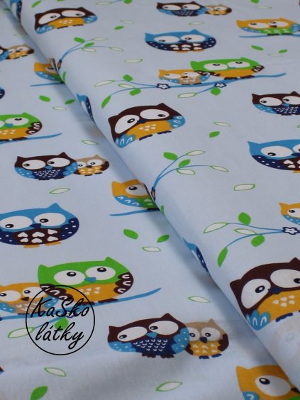 Bavlněná látka sovičky