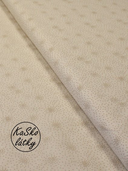 Bavlněná látka béžový puntík ve spirálách