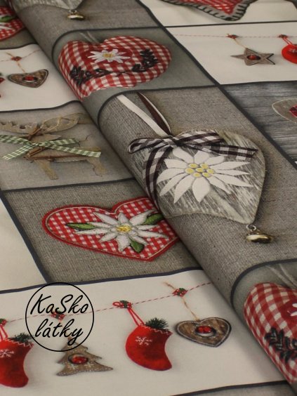 Režná látka vánoční srdce