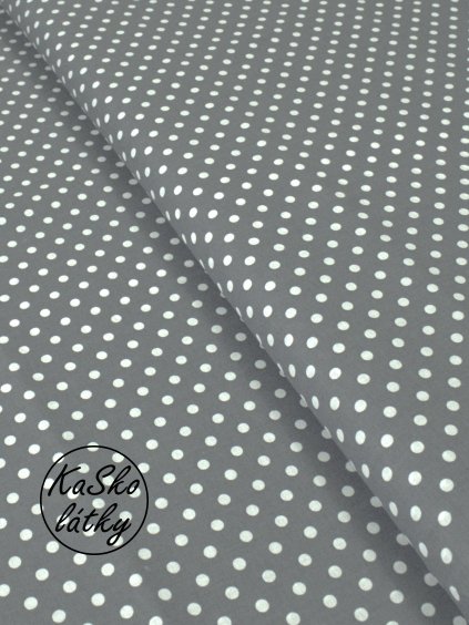 Bavlněná látka bílý puntík na šedé