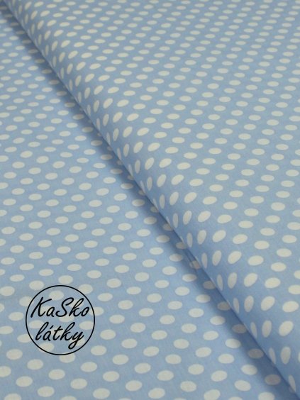 Bavlněná látka puntík na světle modré