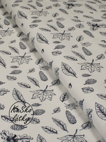 Bavlněná látka omalovánky listy a šišky