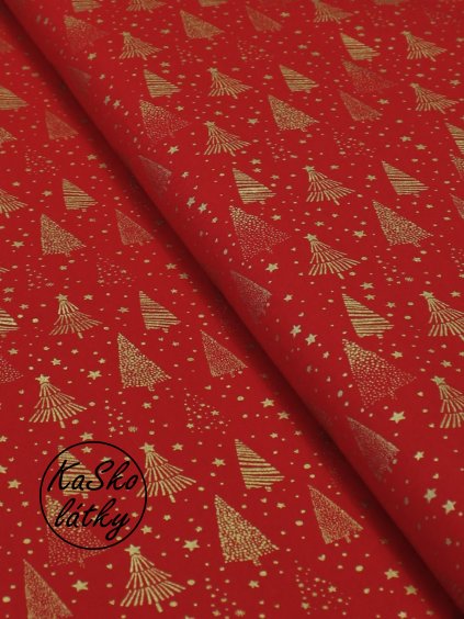 Bavlněná látka zlaté stromky