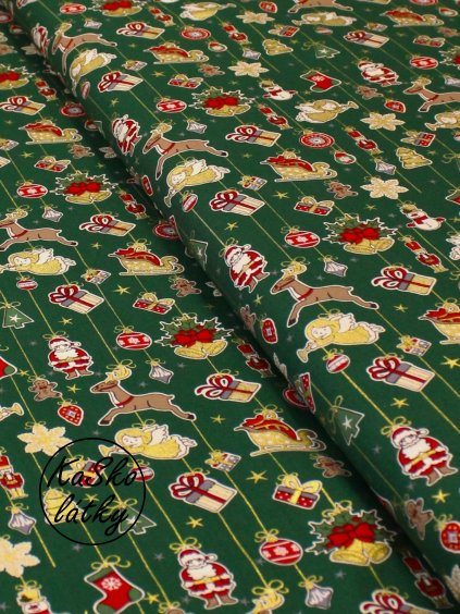 Bavlněná látka vánoční motivy