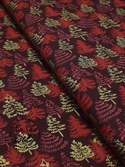 Bavlněná látka vánoční stromky