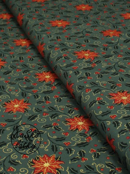 Bavlněná látka vánoční hvězdy