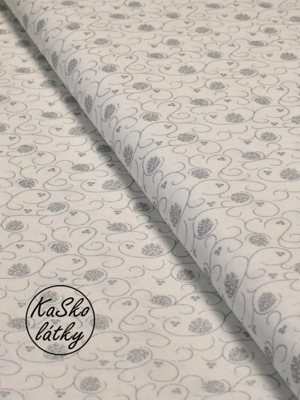 Bavlněná látka stříbrné šišky