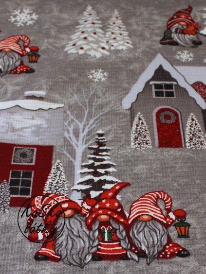 Vaflovina červení trpaslíci na šedé