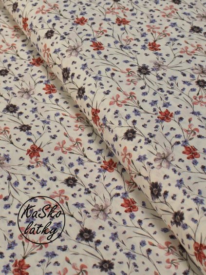 Bavlněná látka luční kvítí