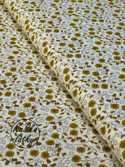 Bavlněná látka hořčicové květy