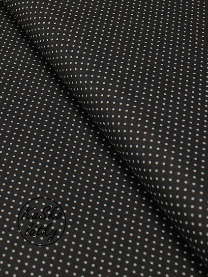 Bavlněná látka bílý puntík na černé