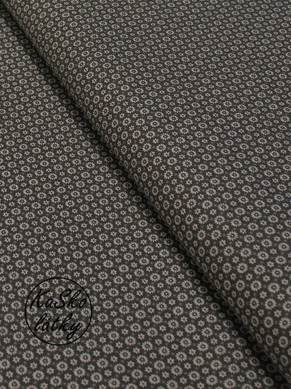 Bavlněná látka kytičky na šedé