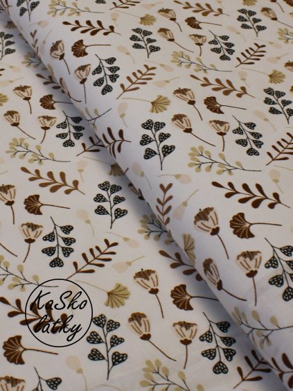 Bavlněná látka hnědé větvičky