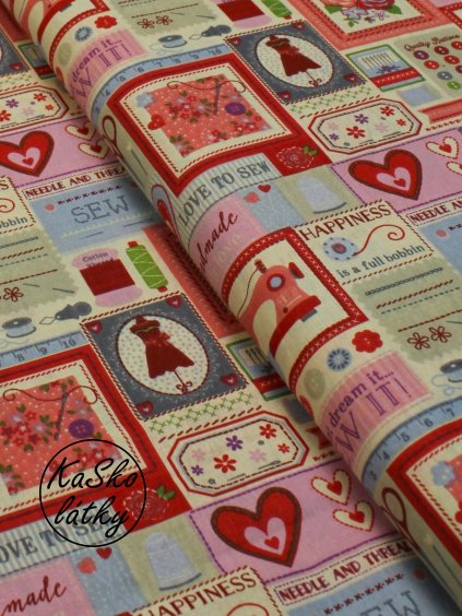 Bavlněná látka šicí pomůcky