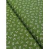 Bavlněná látka bílé kytičky s puntíky na zelené