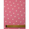 Bavlněná látka bílé hvězdy na růžové