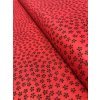 Zbytek - Bavlněná látka černé kvítky na červené  50 x 140 cm