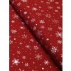 Bavlněná látka střední stříbrné sněhové vločky na červené