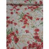 Zbytek - Režná látka vlčí máky na režné  40 x 140 cm