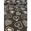 Zbytek - Bavlněná látka velké folklórní srdce na tmavě šedé  45 x 150 cm