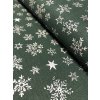 Zbytek - Bavlněná látka stříbrné sněhové vločky a hvězdy na zelené  60 x 140 cm