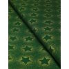Zbytek - Bavlněná látka zelené hvězdy se zlatem  55 x 145 cm