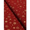 Bavlněná látka střední zlaté sněhové vločky na červené