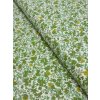 Zbytek - Bavlněná látka zelené kytičky a větvičky na bílé  25 x 150 cm