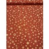Zbytek - Bavlněná látka zlaté vločky na vínové  30 x 150 cm