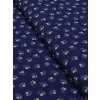 Zbytek - Bavlněná látka květy s lístky z puntíků na modré  50 x 150 cm