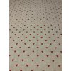 Zbytek - Bavlněná látka červená srdce na režné  20 x 150 cm