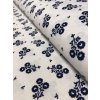 Zbytek - Bavlněná látka folklórní květ modrý na bílé  50 x 150 cm