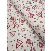 Zbytek - Bavlněná látka červení jeleni a sáňky na bílé  45 x 150 cm