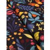 Zbytek - Bavlněná látka barevné kytky a motýli  35 x 160 cm