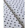 Zbytek - Bavlněná látka černá srdíčka  40 x 160 cm
