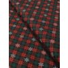 Zbytek - Režná látka červeno-zelená kostka a vločkami - LÁTKA S VADOU  40 x 150 cm