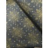 Zbytek - Bavlněná látka velké zlaté sněhové vločky  55 x 140 cm