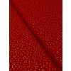 Zbytek - Bavlněná látka zlatý puntíky na červené  40 x 145 cm