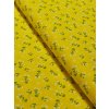 Bavlněná látka bílé kytičky na světle žluté