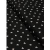 Zbytek - Bavlněná látka bílá srdíčka na černé  45 x 160 cm