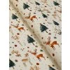 Zbytek - Bavlněná látka jelínci a vánoční stromky  40 x 145 cm